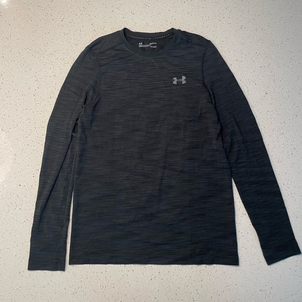 Under Armour HEATGEAR Men’s Threadborne Long Sleeve T-Shirt - Gray - Size S